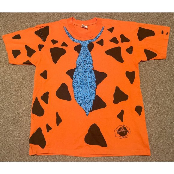 Vintage 90s XL The Flintstones Fred Flintstones Tuxedo AOP Single Stitch T-Shirt - Picture 1 of 10